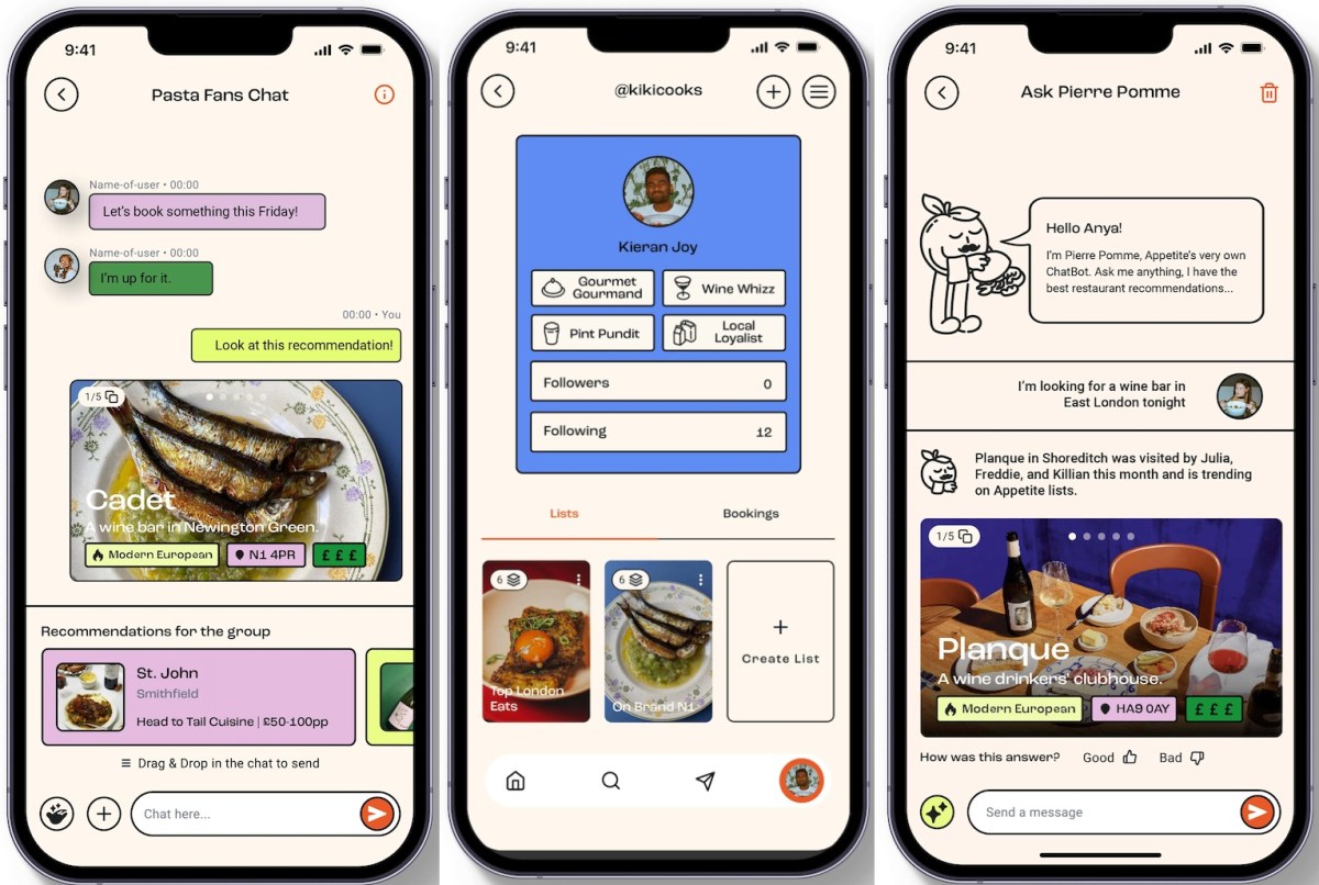 Appetite wants to help you and your friends discover, plan and book a meal out