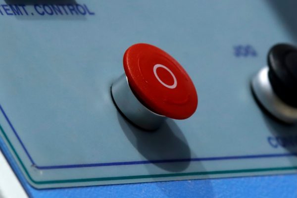 a photo of a red emergency stop button